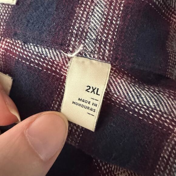 Hawker Rye Long Sleeves Button Up Flannel Shirt - Wine Plaid NWT 2XL - Picture 8 of 10